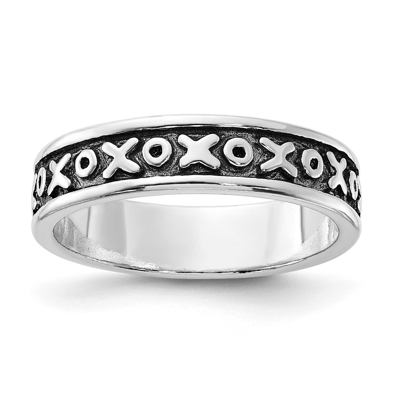 Antiqued x O Ring Sterling Silver Polished, MPN: QR1196, UPC: 883957178738