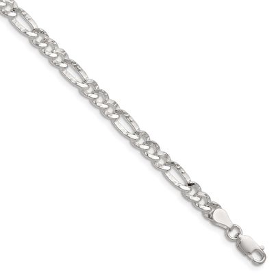 4.75mm Hammered Figaro Chain 7 Inch Sterling Silver, MPN: QHF120-7, UPC:
