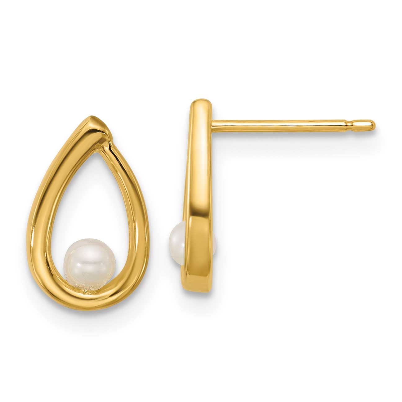 Freshwater Cultured Pearl Teardrop Post Earrings 14k Gold Polished, MPN: SE3075, UPC: