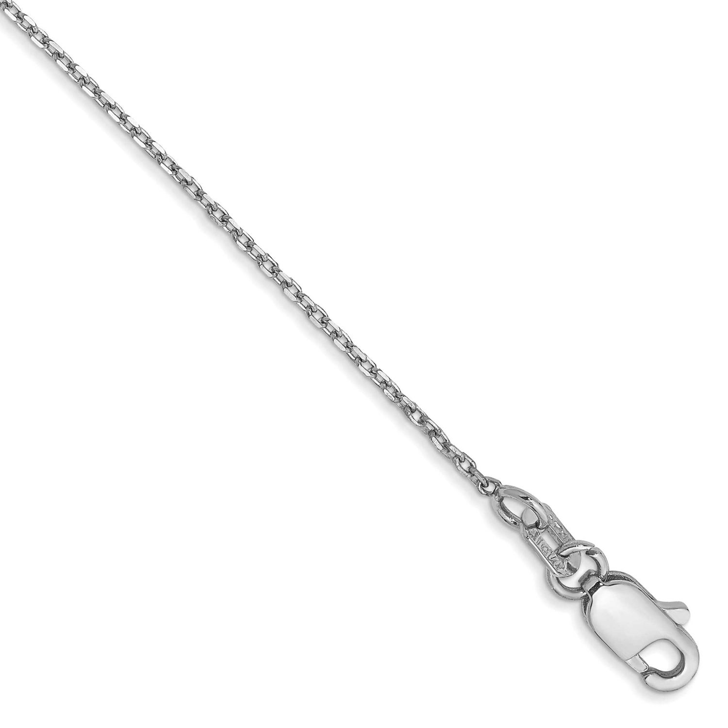 1.0mm Diamond-cut Forzantine Cable Chain Anklet 10 Inch 14k White Gold, MPN: PEN339W-10, UPC: