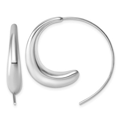 Polished Circle Threader Earrings Sterling Silver Rhodium-Plated, MPN: QE18020, UPC: