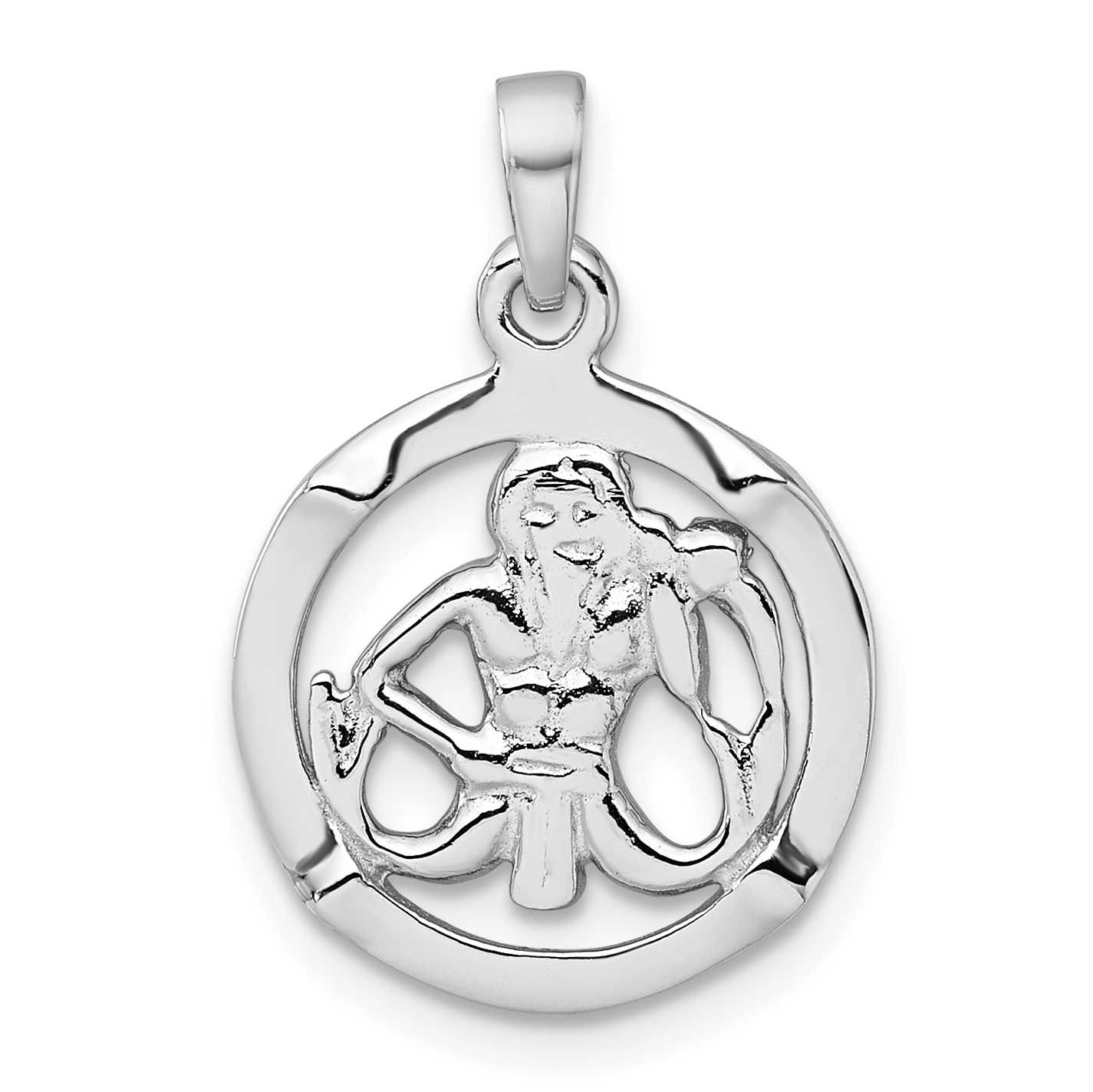 Polished Aquarius Zodiac Pendant Sterling Silver Rhodium-Plated, MPN: QC11670, UPC: