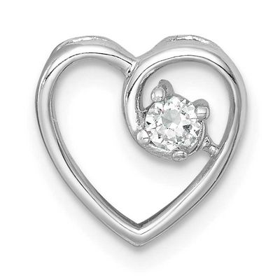 CZ Heart Chain Slide Pendant 12.8 Inch Sterling Silver Rhodium-Plated Polished, MPN: QC11549, UPC: