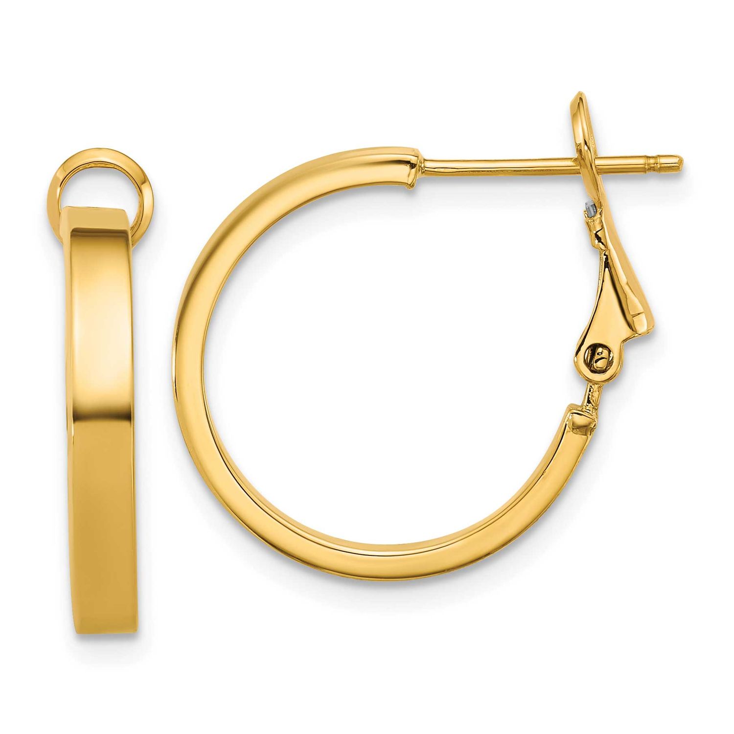 3mm Polished Square Tube Round Hoop Earrings 14k Gold, MPN: PRE1018, UPC: