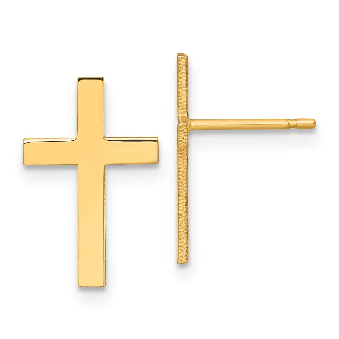 Cross Earrings 10k Gold Polished, MPN: 10REL198, UPC:
