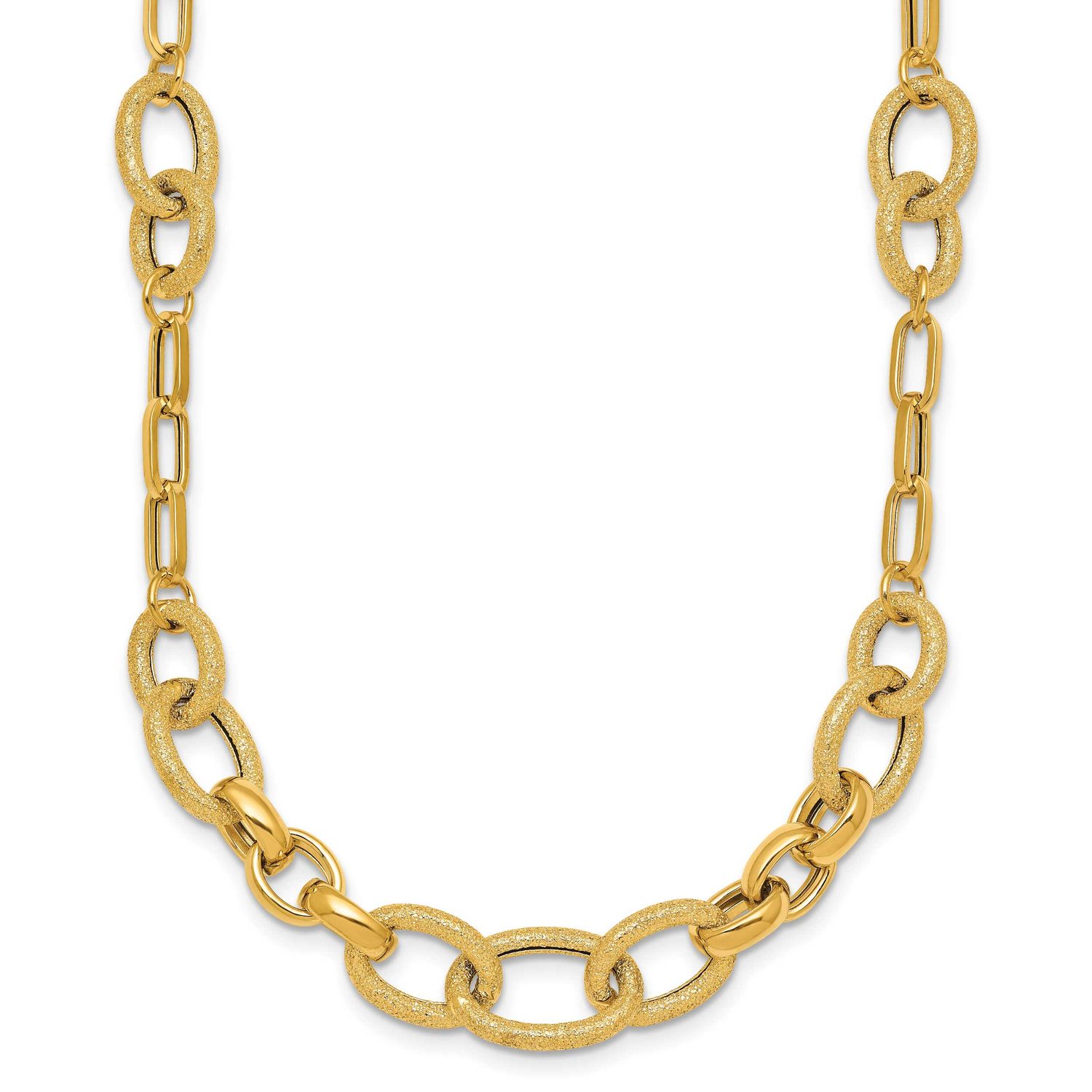 Textured Fancy Link 17.25 Inch Necklace 14k Gold Polished, MPN: SF3246-17.25, UPC: