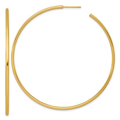 2.0 x 70mm Polished Post Hoop Earrings 14k Gold, MPN: TF2513, UPC: