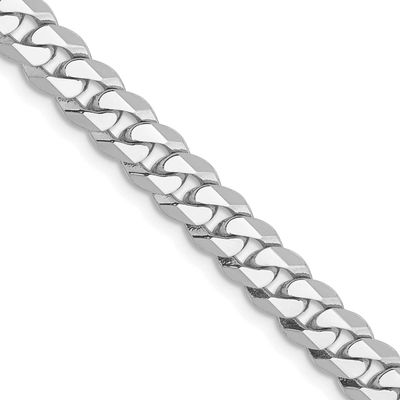 5.75mm Flat Beveled Curb Chain 22 Inch 10k White Gold, MPN: 10WFBU140-22, UPC: