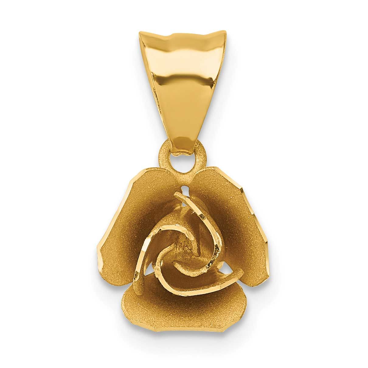 Brushed Rose Flower Pendant 14k Gold, MPN: SF3303, UPC: