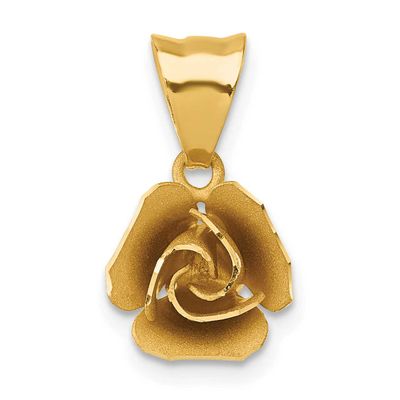 Brushed Rose Flower Pendant 14k Gold, MPN: SF3303, UPC: