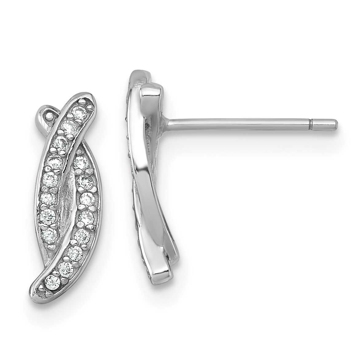 Polished Fancy CZ x Post Earrings Sterling Silver Rhodium-Plated, MPN: QG7127E, UPC:
