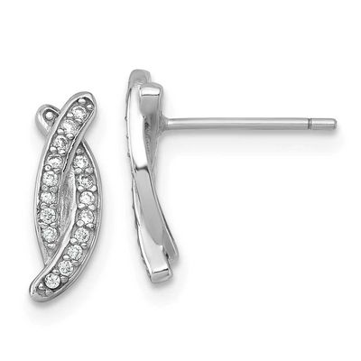 Polished Fancy CZ x Post Earrings Sterling Silver Rhodium-Plated, MPN: QG7127E, UPC: