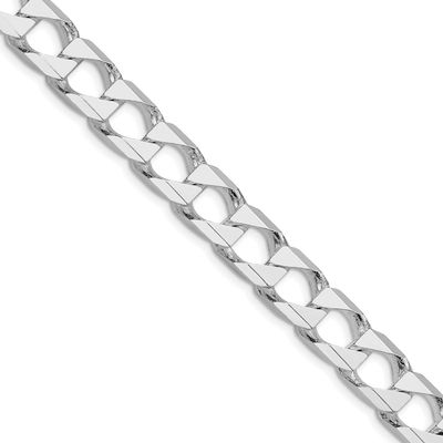 10.3mm Diamond-cut Square Curb Chain 24 Inch Sterling Silver Rhodium-Plated, MPN: QFOC350R-24, UPC: