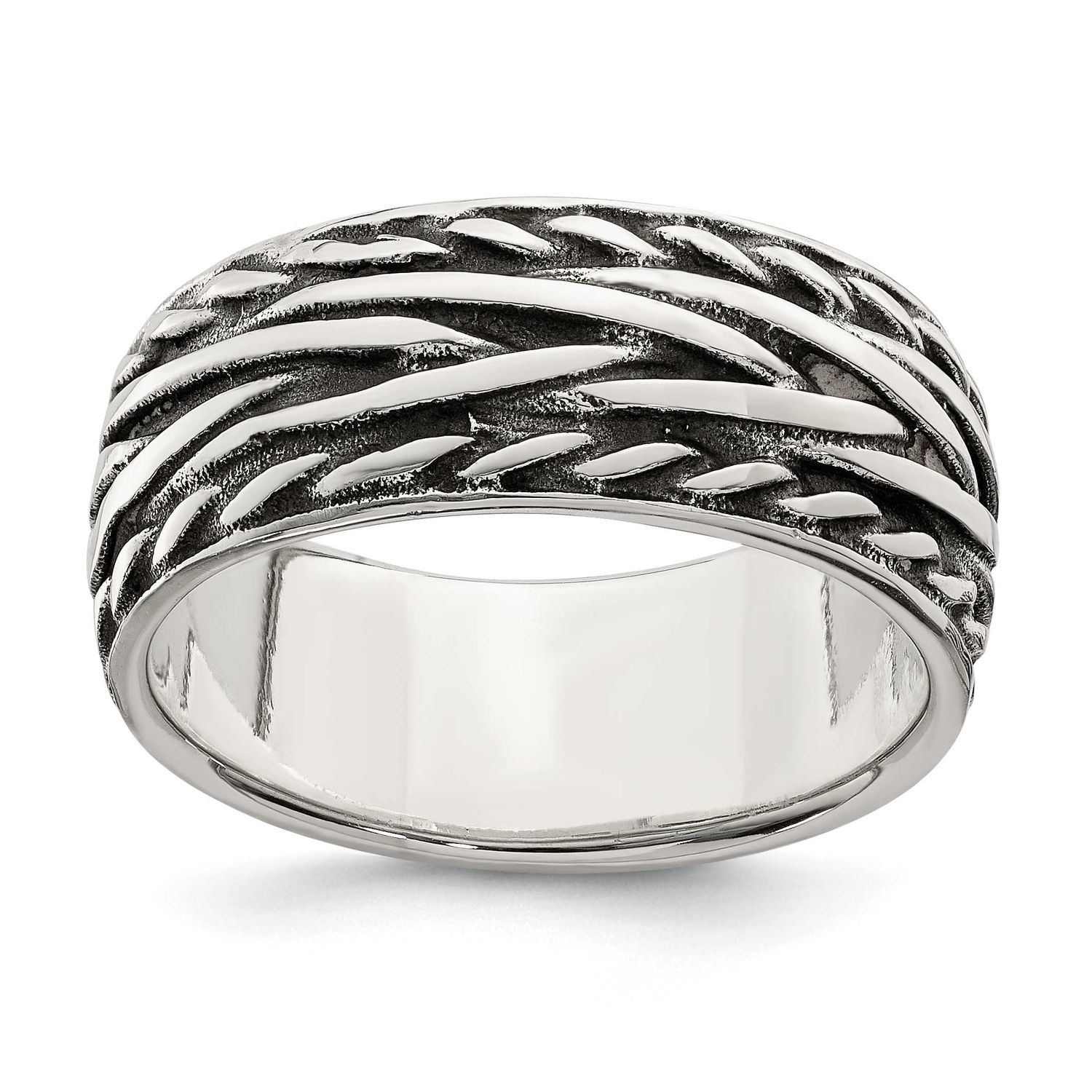 Antiqued Design Ring Sterling Silver Polished, MPN: QR6102, UPC: