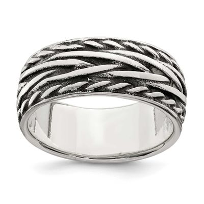 Antiqued Design Ring Sterling Silver Polished, MPN: QR6102, UPC: