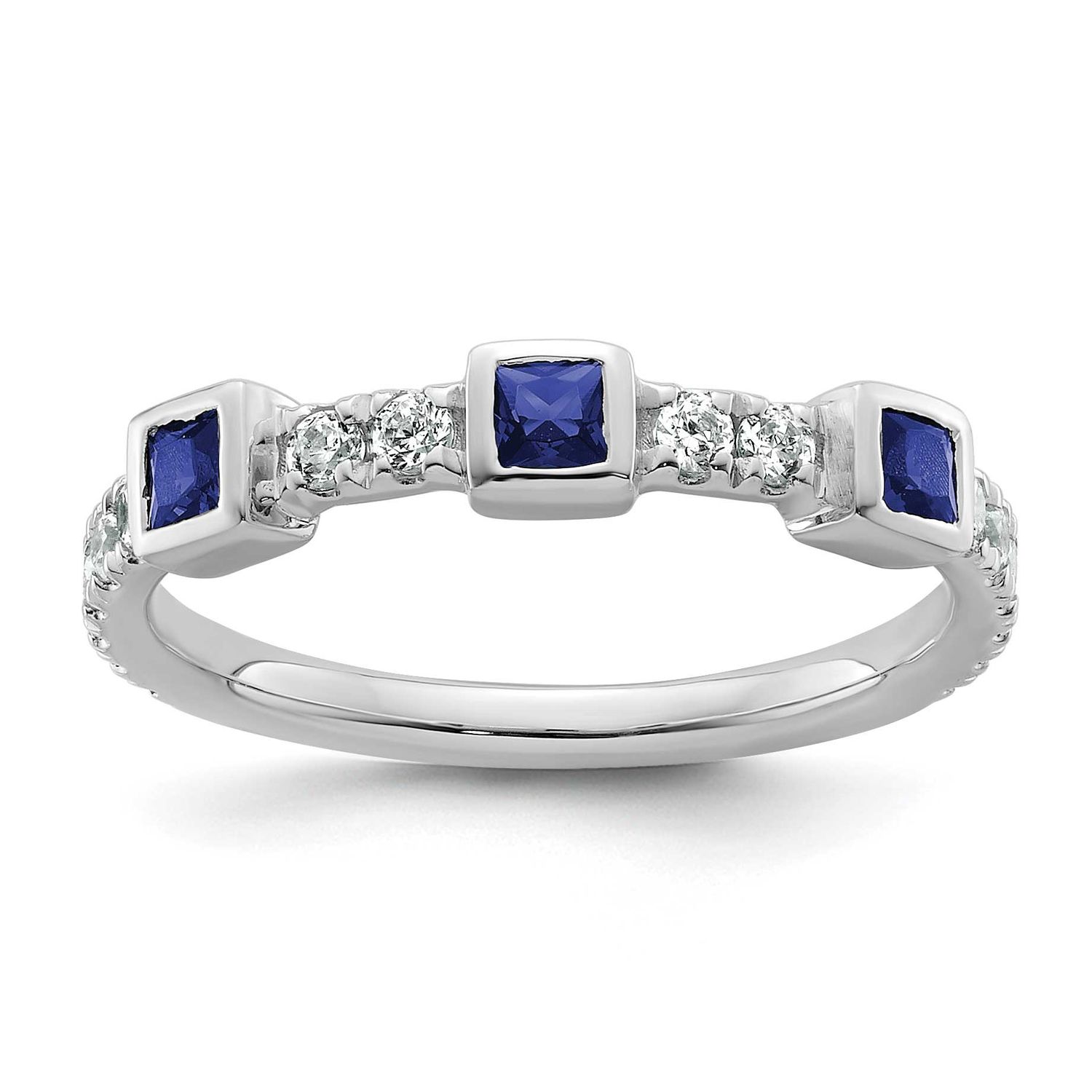 Polished Diamond and Sapphire Fashion Ring 14k White Gold, MPN: RM10785-SA-034-WAA, UPC: