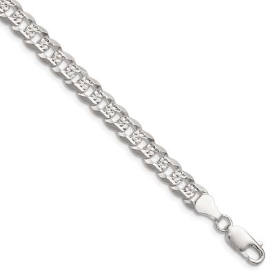 6.75mm Flat Diamond-cut Pave Curb Chain 8 Inch Sterling Silver, MPN: QPCB160-8, UPC: