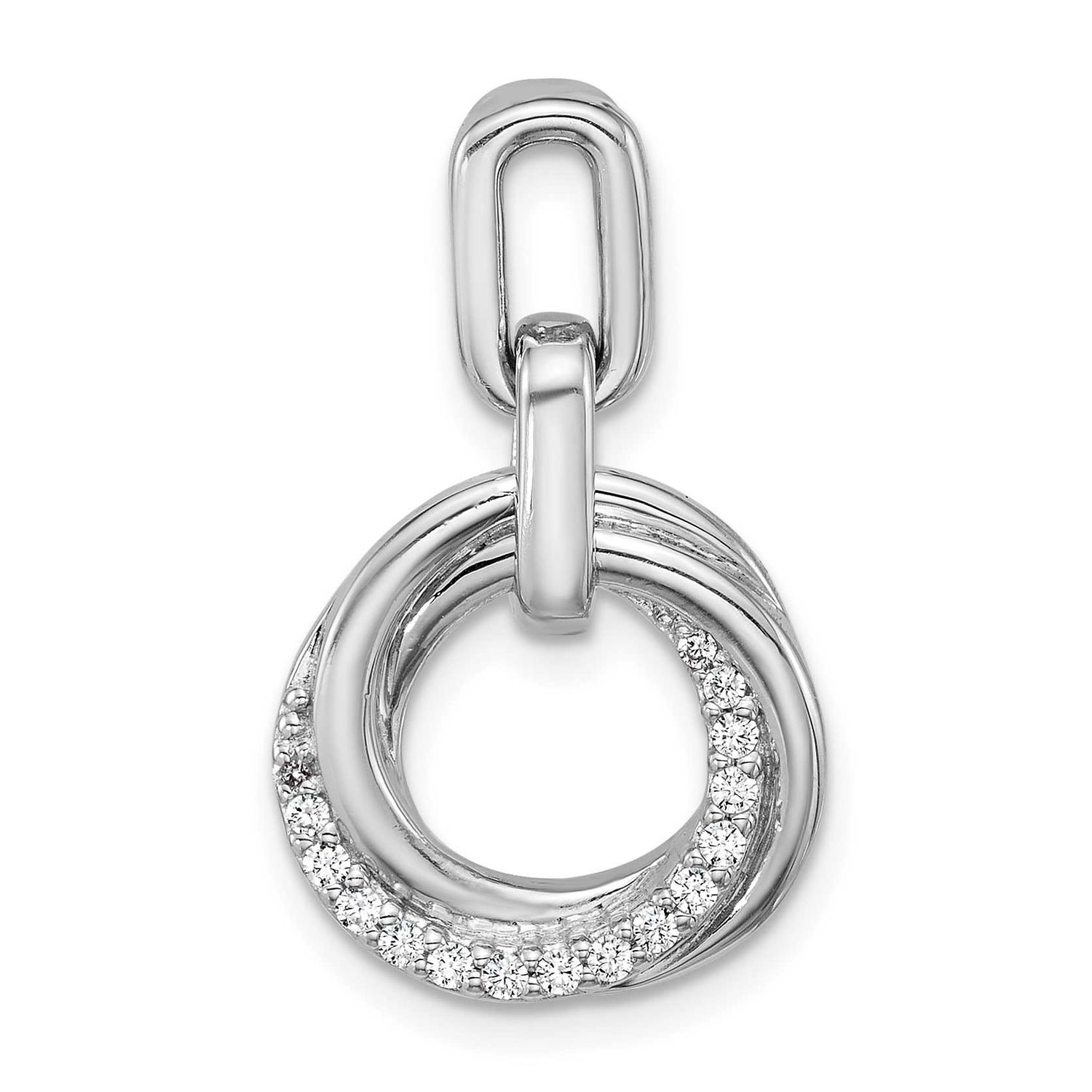CZ Circle Twist Pendant Sterling Silver Rhodium-Plated, MPN: QG7136P, UPC: