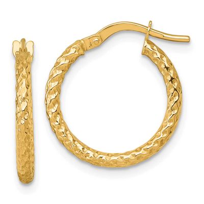 Diamond-Cut Hoop Earrings 14k Gold Polished, MPN: TF2408, UPC: