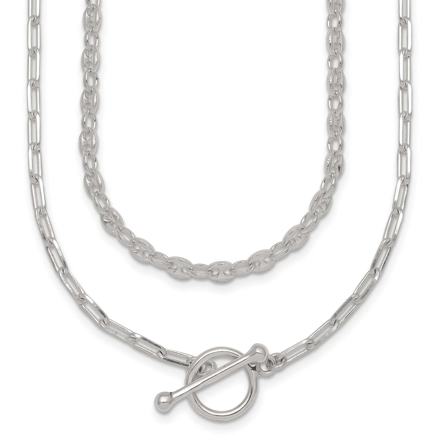 Fancy 2 Strand Chain with 2 Inch Extension Necklace 16 Inch Sterling Silver Polished, MPN: QG7057-1…