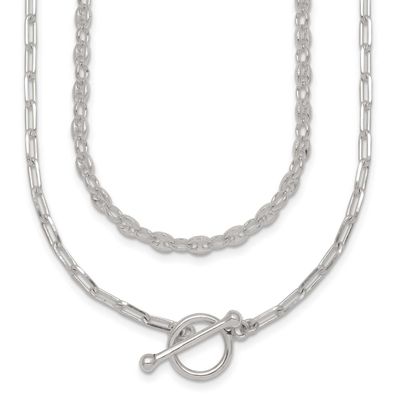Fancy 2 Strand Chain with 2 Inch Extension Necklace 16 Inch Sterling Silver Polished, MPN: QG7057-1…