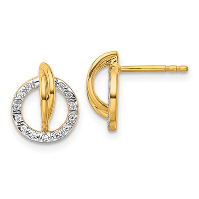 Diamond Open Circle Drop Post Earrings 14k Gold Polished, MPN: EM10205-010-YAA, UPC: