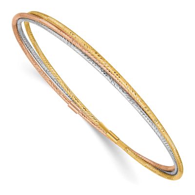 Diamond-Cut 3 Intertwined Slip-On Bangles 14K Tri-Color Gold, MPN: DB576, UPC: 886774309828