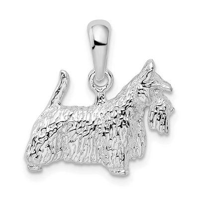 De-Ani Textured 3D Scottish Terrier Pendant Sterling Silver Rhodium-Plated, MPN: QC10241, UPC: 6372…