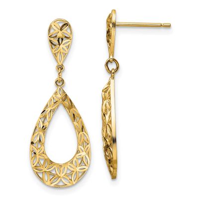 Diamond-cut Dangle Post Earrings 10k Gold, MPN: 10YE1934, UPC: