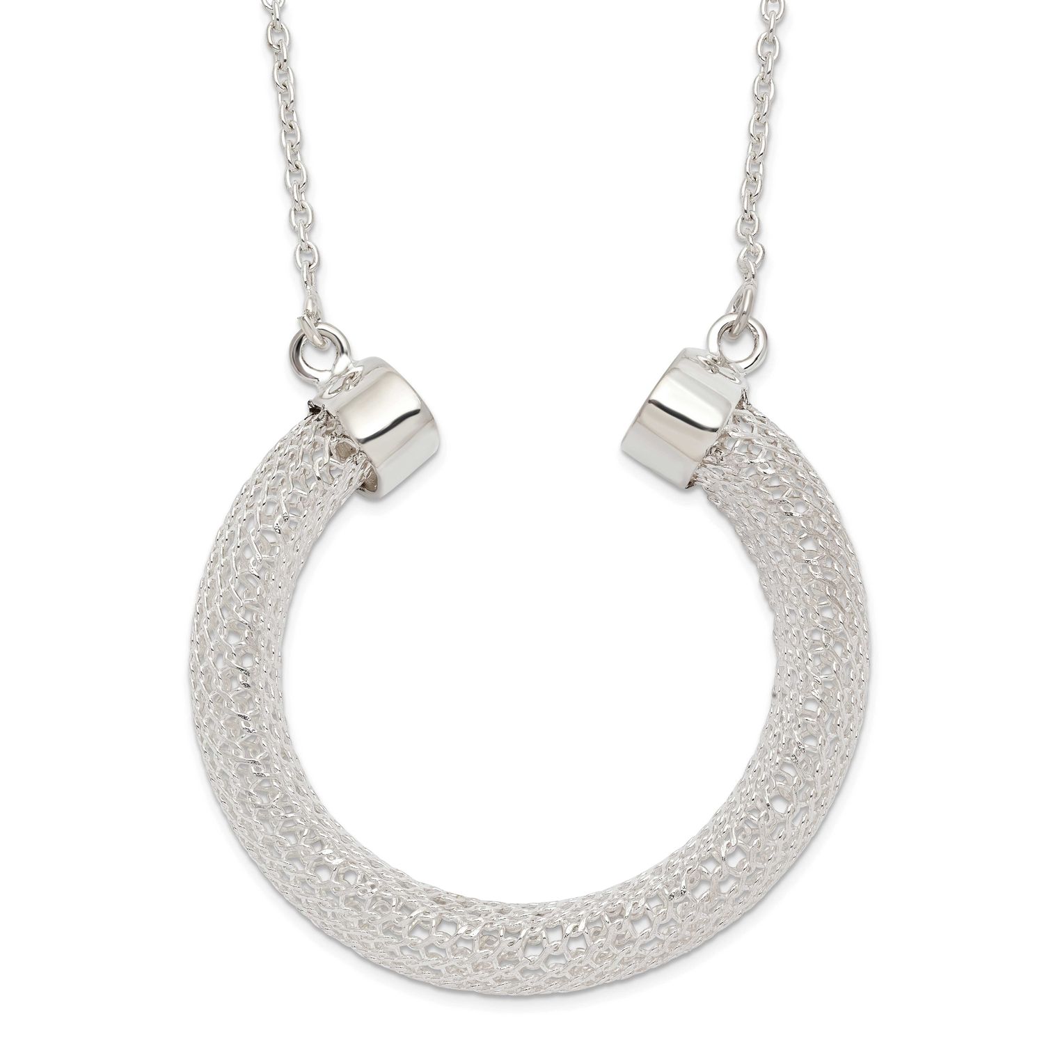 Mesh Hoop Necklace Sterling Silver Polished, MPN: QG4651-16.5, UPC: 191101676437
