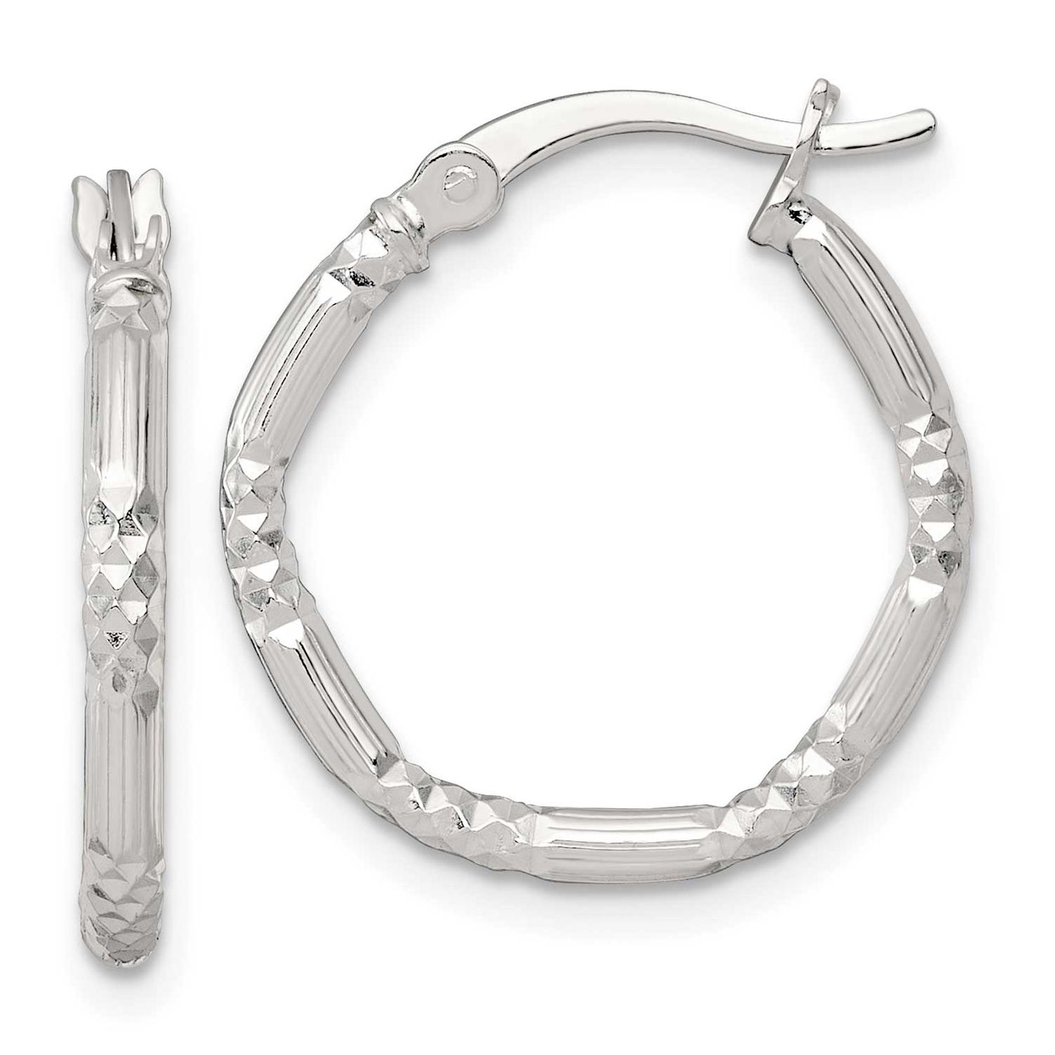 Diamond-Cut Textured 20x2.25mm Round Hoop Earrings Sterling Silver Polished, MPN: QE17850, UPC: