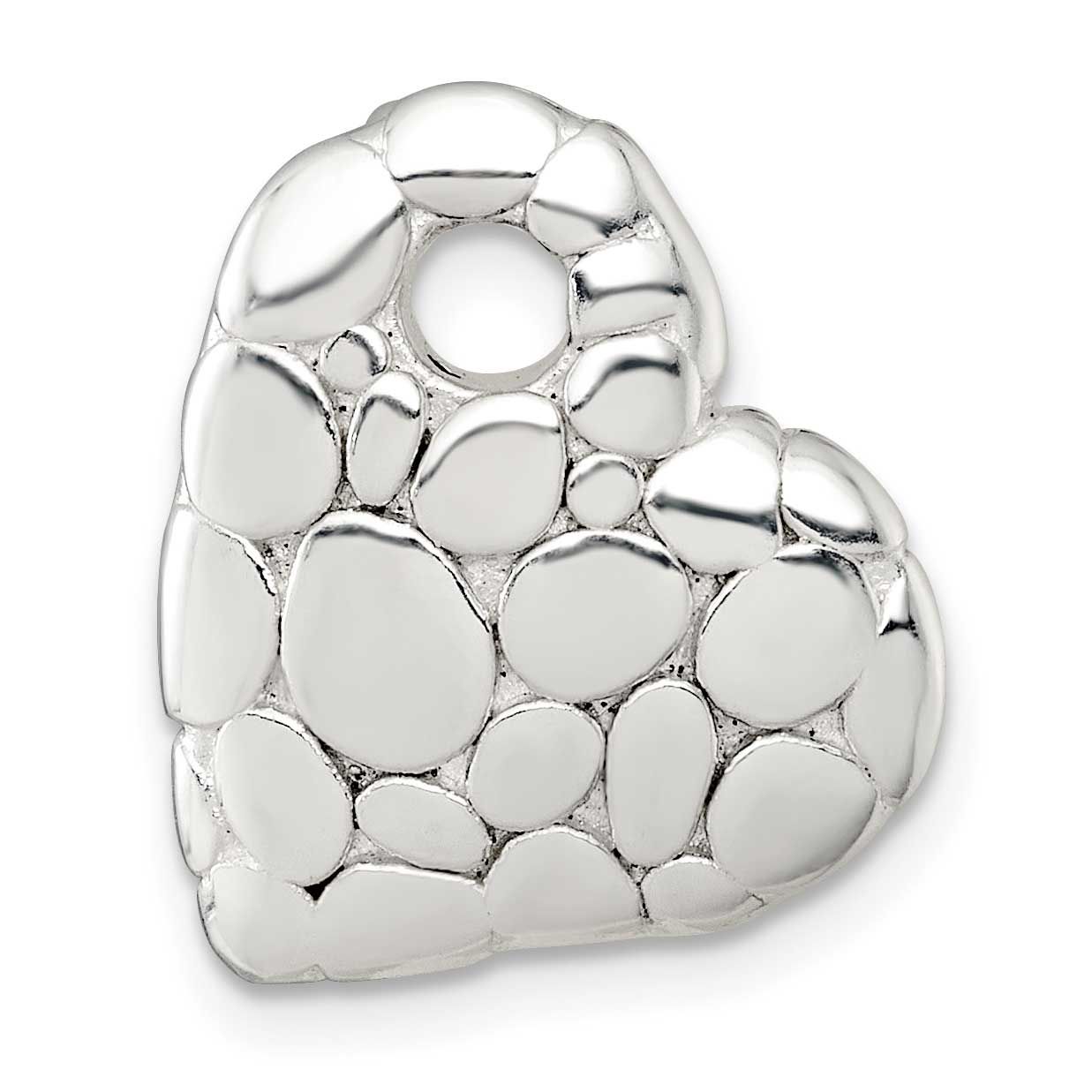 Pebbled Heart Chain Slide Pendant 20.4 Inch Sterling Silver Polished, MPN: QC11551, UPC: