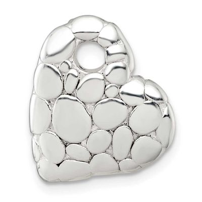 Pebbled Heart Chain Slide Pendant 20.4 Inch Sterling Silver Polished, MPN: QC11551, UPC: