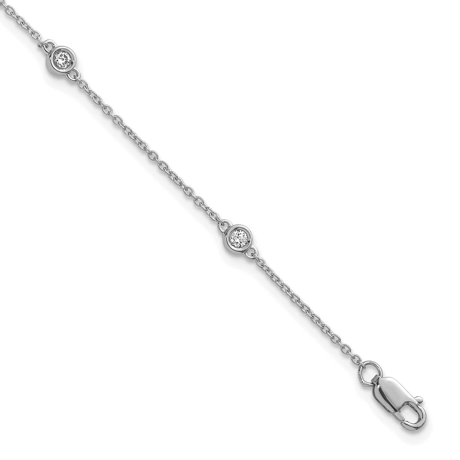 Diamond Station Cable Bracelet 14k White Gold, MPN: PM1013-017-WA-7, UPC: