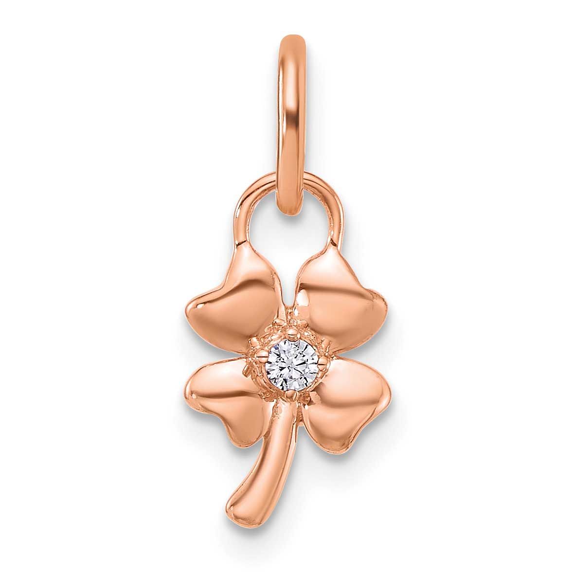 Polished Diamond Four Leaf Clover Charm 14k Rose Gold, MPN: PM10760-003-RAA, UPC: