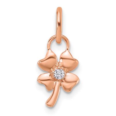 Polished Diamond Four Leaf Clover Charm 14k Rose Gold, MPN: PM10760-003-RAA, UPC: