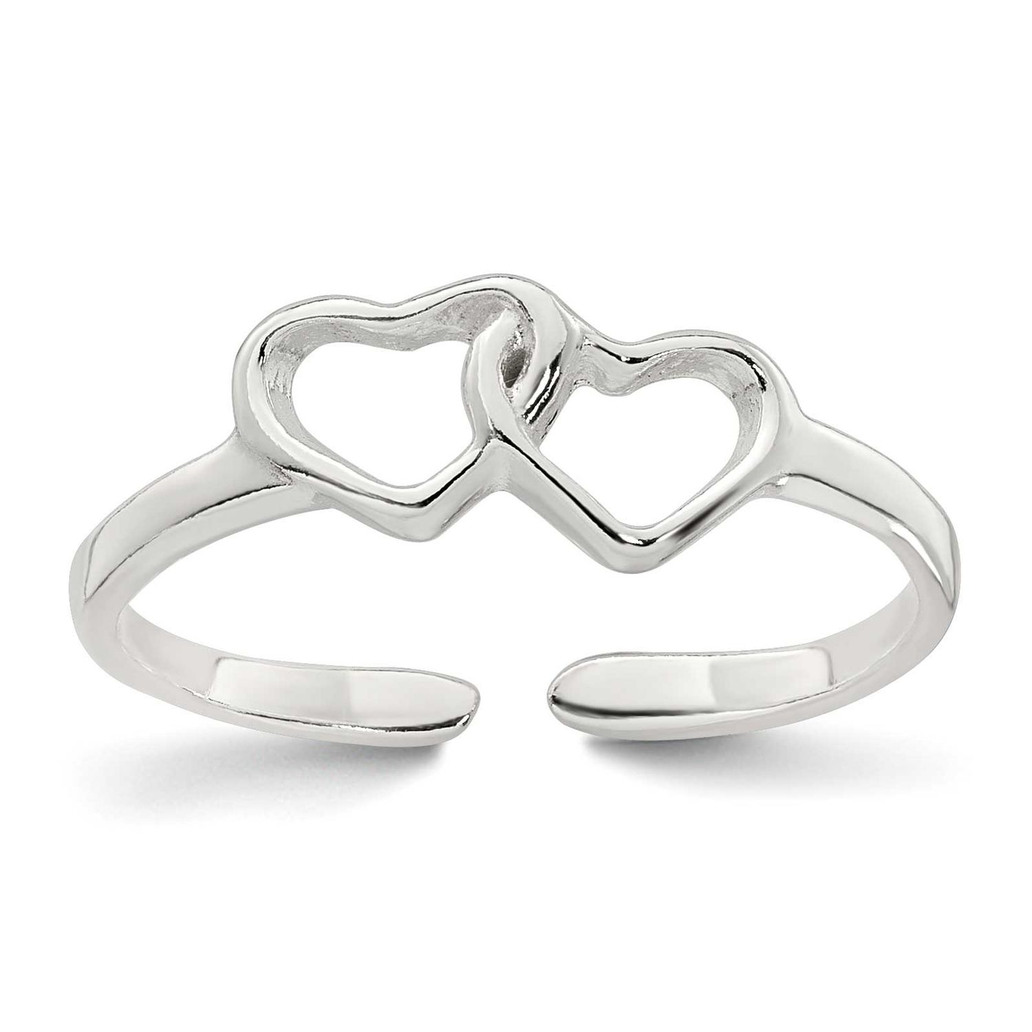 Interlocking 2-Hearts Toe Ring Sterling Silver Polished, MPN: QR7664, UPC: