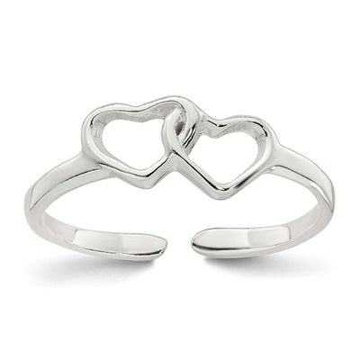 Interlocking 2-Hearts Toe Ring Sterling Silver Polished, MPN: QR7664, UPC: