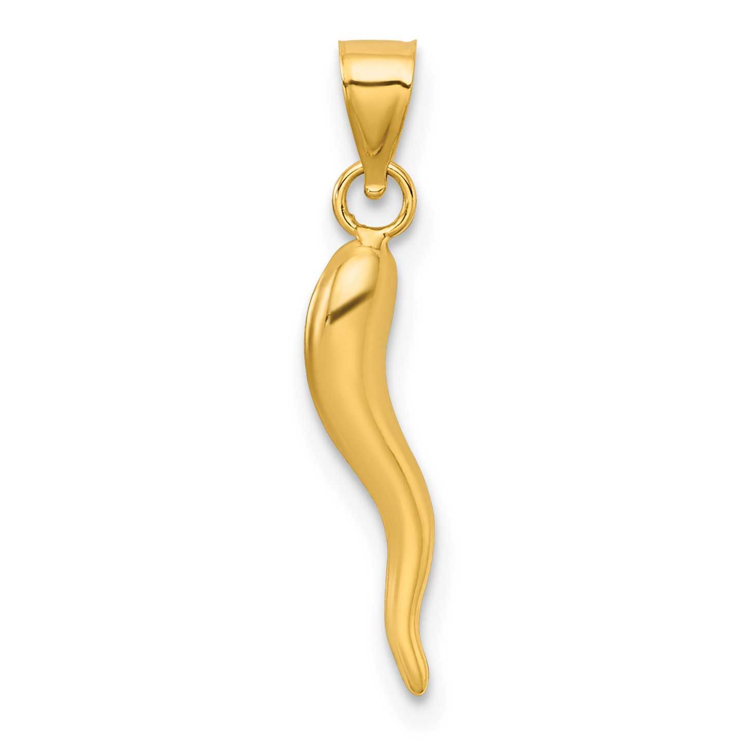 Hollowed Italian Horn Pendant 14k Gold Polished, MPN: K10050, UPC: