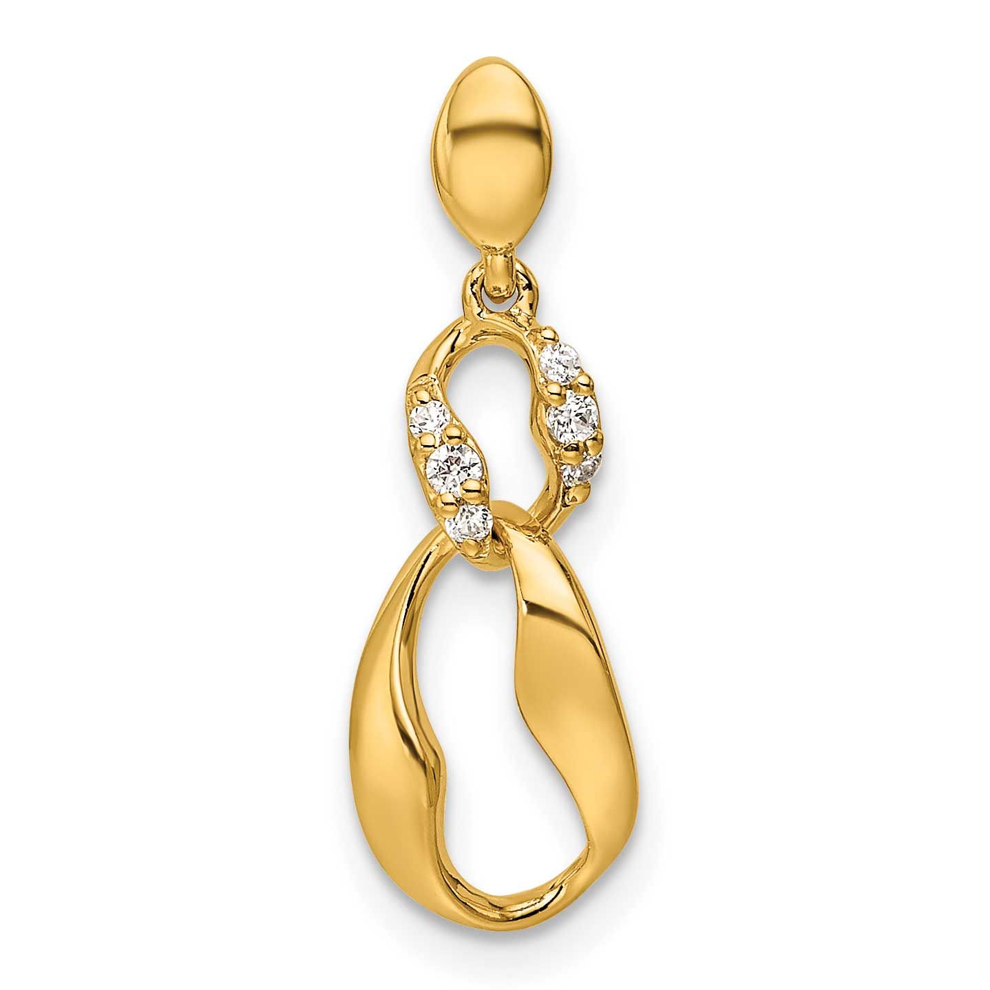 Diamond Wavy Oval Dangle Pendant 14k Gold Polished, MPN: PM10206-005-YAA, UPC: