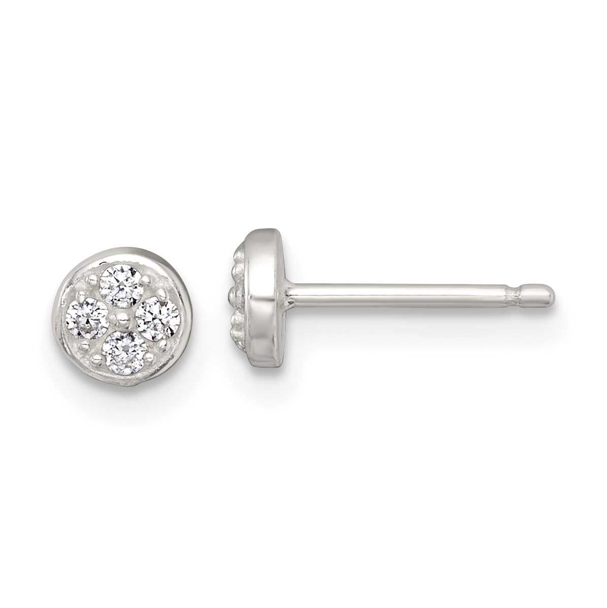 CZ Round Post Earrings Sterling Silver Polished, MPN: QE18042, UPC: