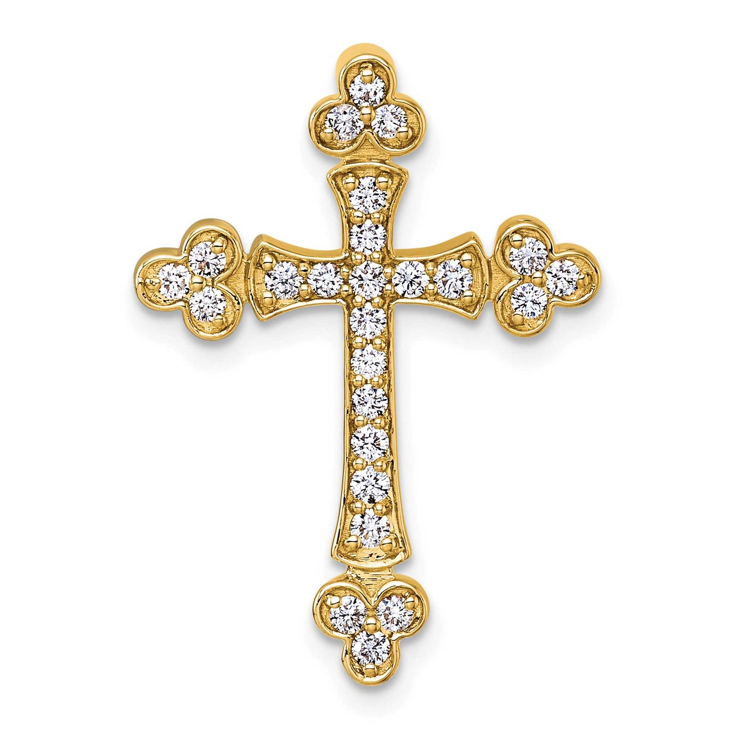 1/2Ct. Diamond Budded Cross Chain Slide 14k Gold, MPN: PM5070-050-YA, UPC: