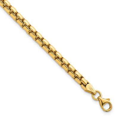 Rounded Box Chain 4.25mm Men&#39;s Bracelet 8.5 Inch 14k Gold Polished, MPN: GB303-8.5, UPC: