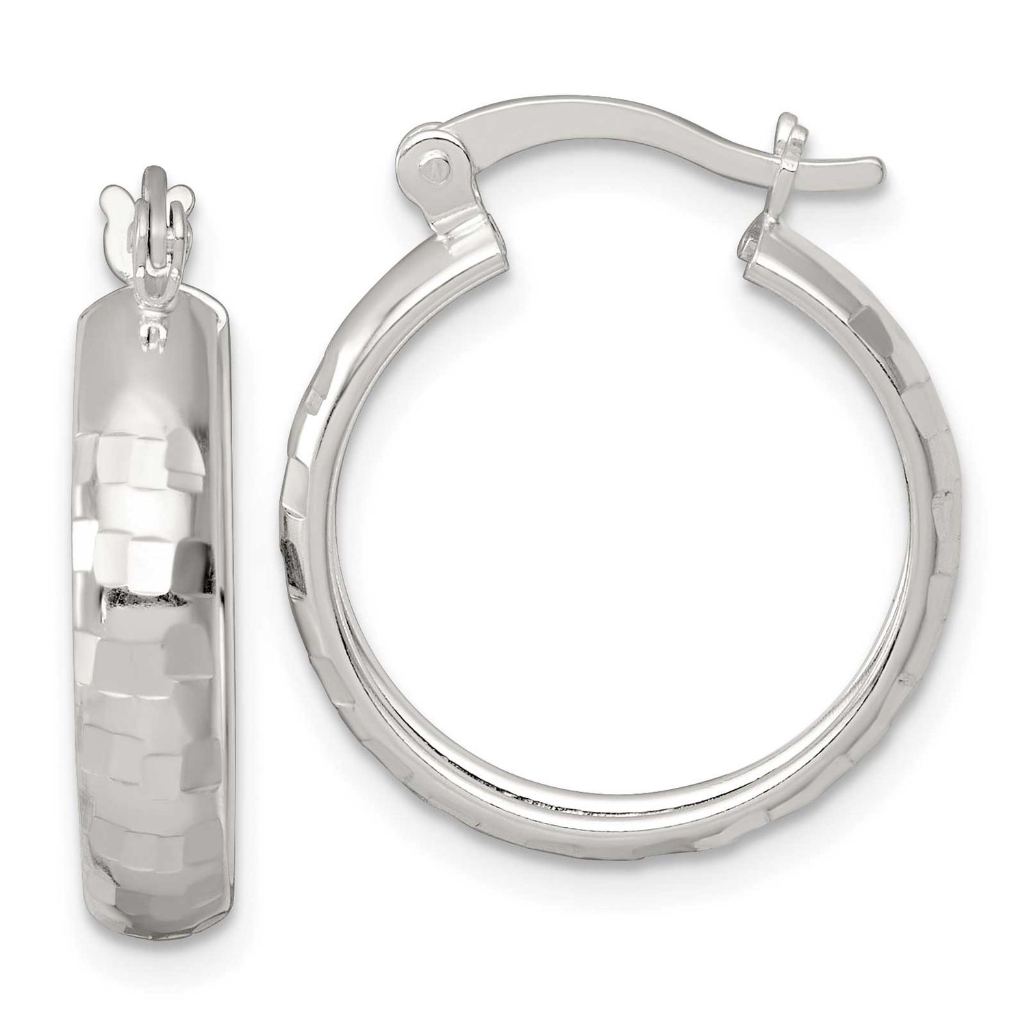 Diamond-Cut 20x4mm Round Hoop Earrings Sterling Silver Polished, MPN: QE17824, UPC: