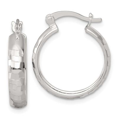 Diamond-Cut 20x4mm Round Hoop Earrings Sterling Silver Polished, MPN: QE17824, UPC: