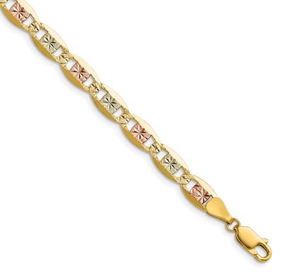 6.1mm Tri-Color Gold Pavc Valentino Chain 8 Inch 14k Gold, MPN: PVL120-8, UPC: