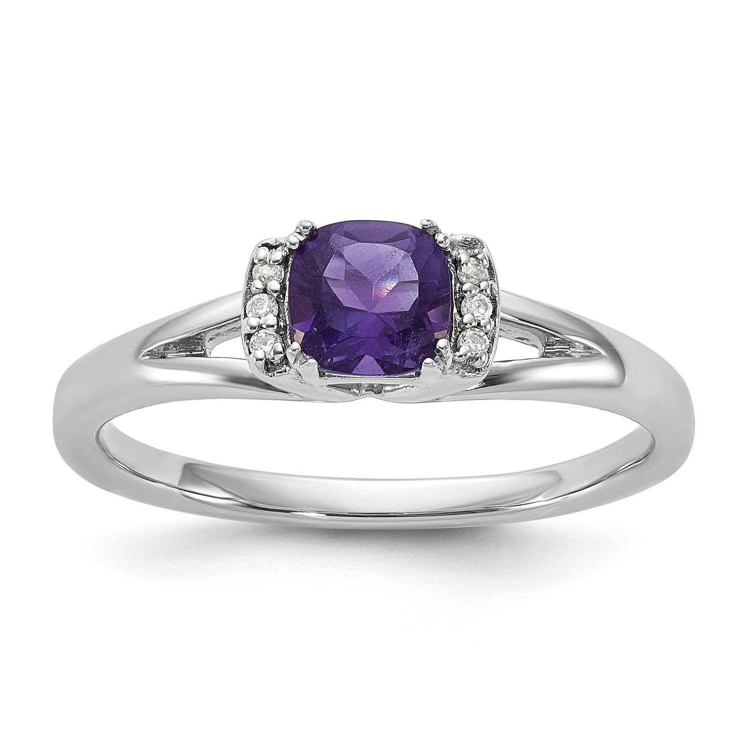 Polished Diamond and Amethyst Fashion Ring 14k White Gold, MPN: RM10787-AM-060-WAA, UPC: