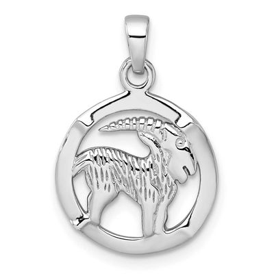 Polished Capricorn Zodiac Pendant Sterling Silver Rhodium-Plated, MPN: QC11669, UPC: