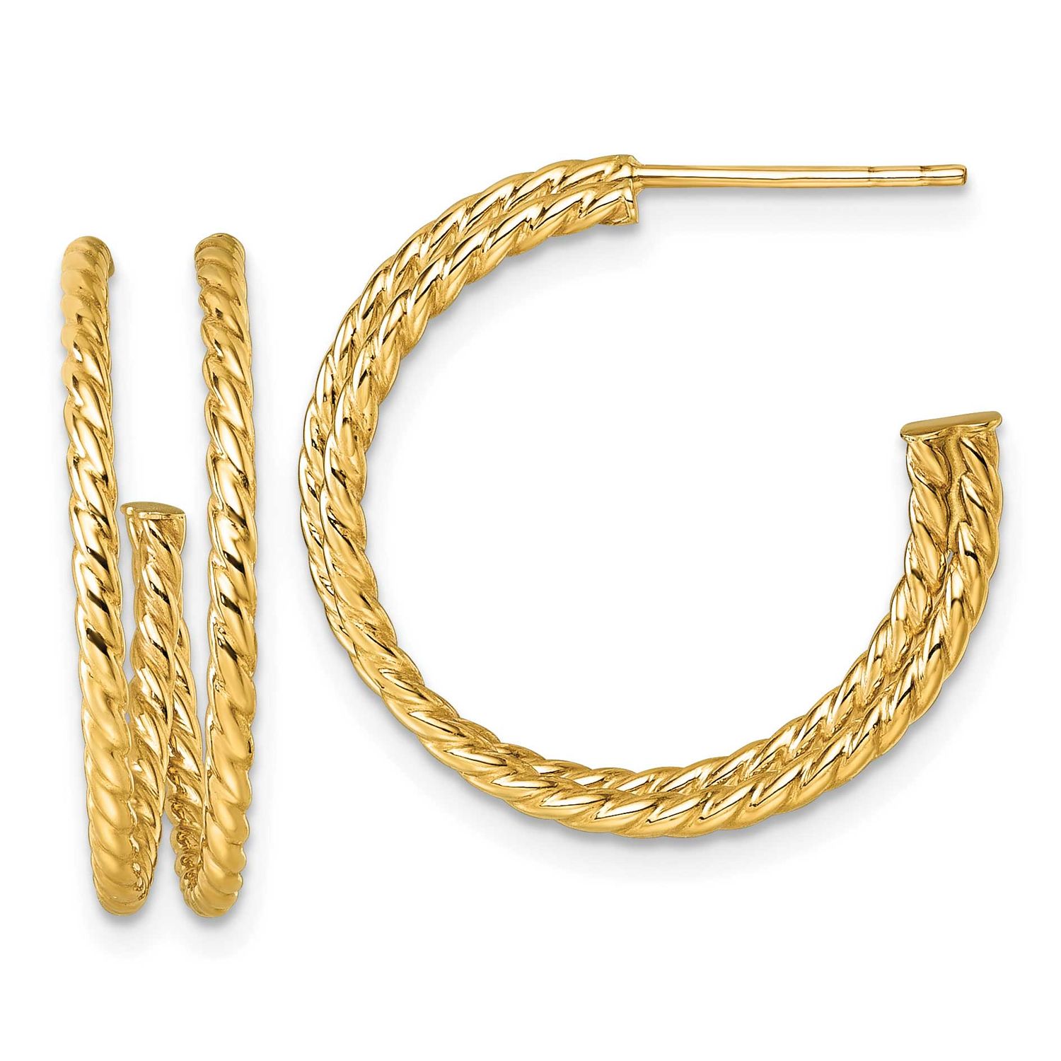 Twisted C-Hoop Post Earrings 10k Gold Polished, MPN: 10ER387, UPC:
