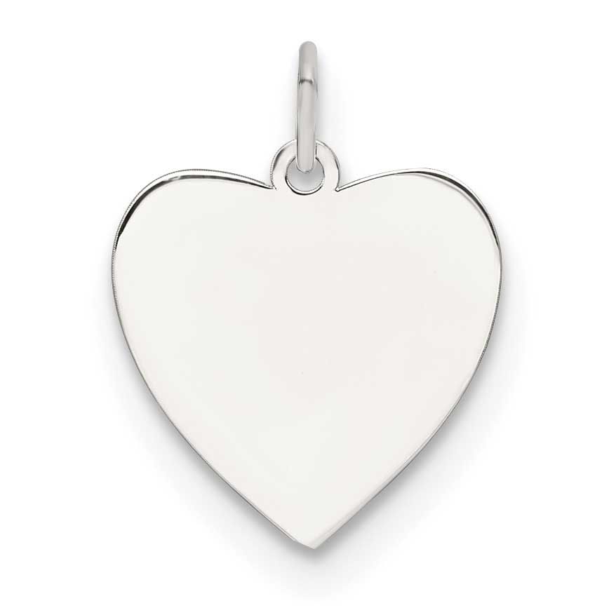 Engraveable Heart Polished Front Satin Back Disc Charm Sterling Silver Rhodium-Plated, MPN: QM569/3…